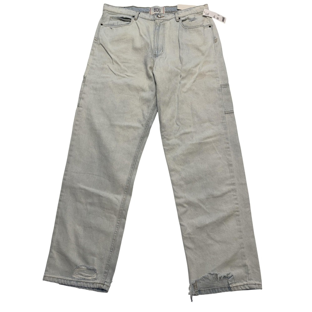 BDG Urban Outfitters Carpenter Jeans Mens 36x34 Light Straight Distressed Denim